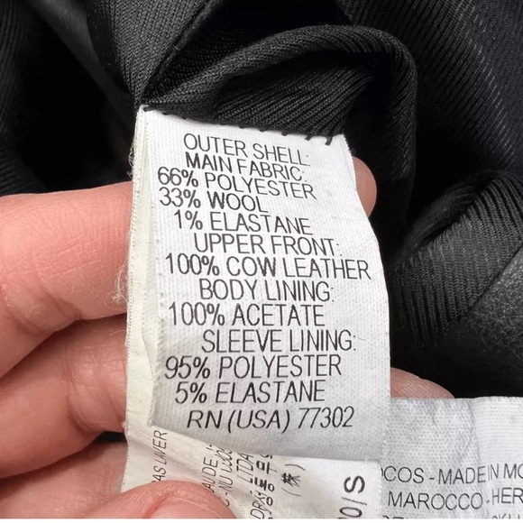 Zara genuine leather yoke coat mixed material moto jacket small gold hardware - Picture 7 of 7